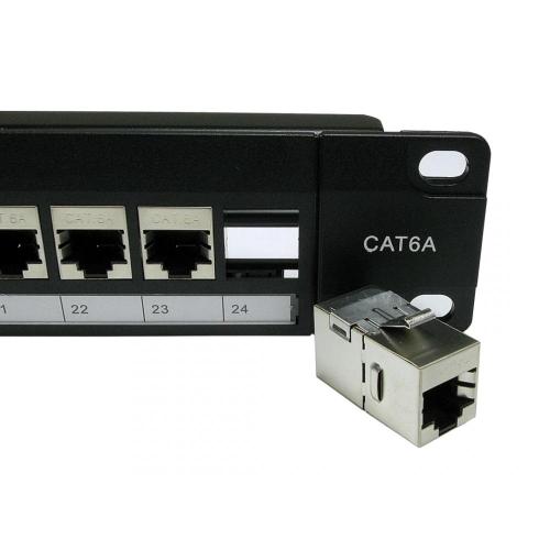 24 Port Patch Panel | Cat6A STP | 1u 19 inch | 24x Keystone Jack In-line couplers BCE Direct