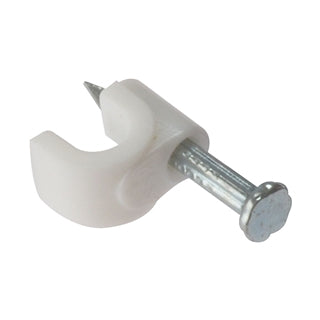 White Telephone Cable Clips 6mm Round - CW1308 Telephone Cable Clips Bristol Communications