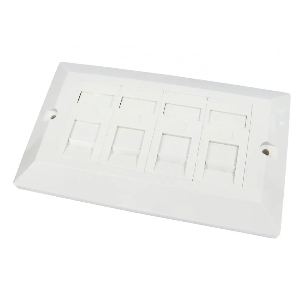 Cat6 Double Faceplate (4-Port) | Quad Faceplate with four RJ45 Keyston ...