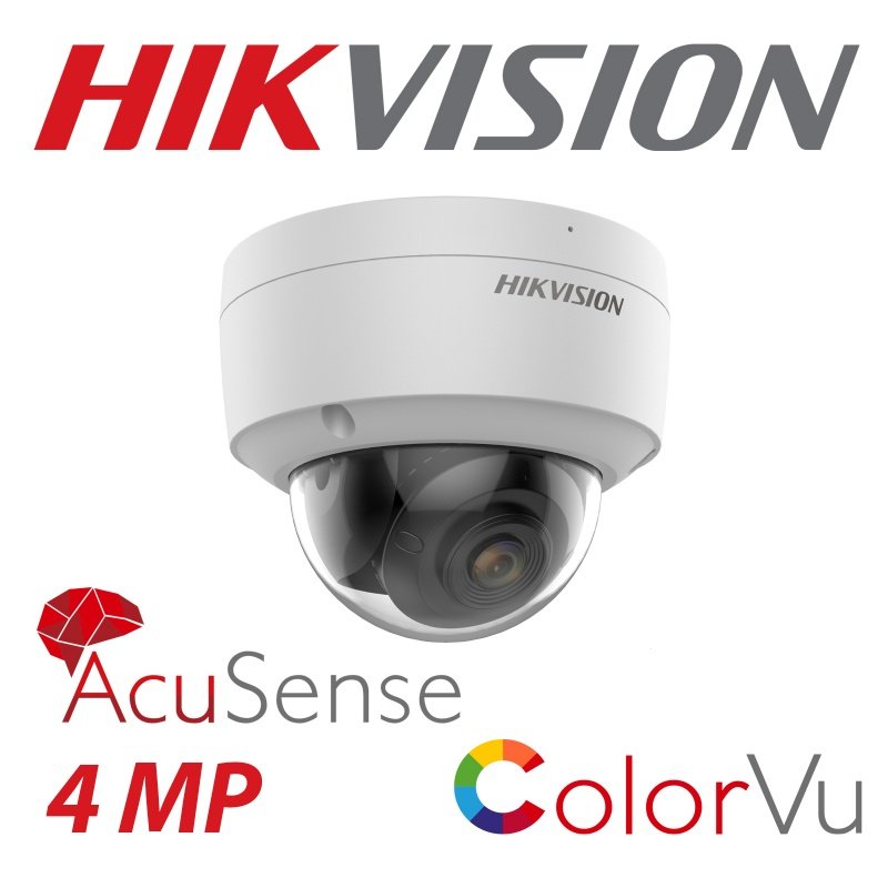 4mp Hikvision Vandal Dome Colorvu Acusense IP Poe DS-2CD2147G2-SU 2.8mm