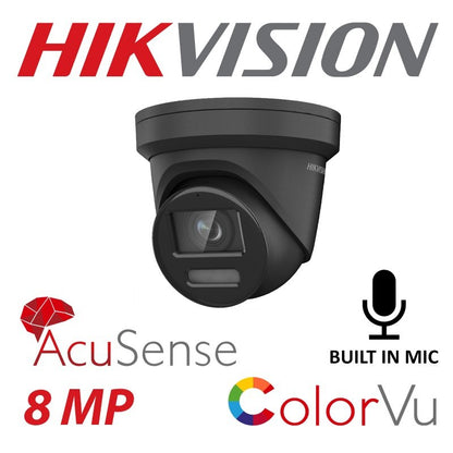 8MP Hikvision ColorVu IP PoE Bullet Camera with Built-in Mic and AcuSense DS-2CD2387G2-L(U) 2.8mm Black