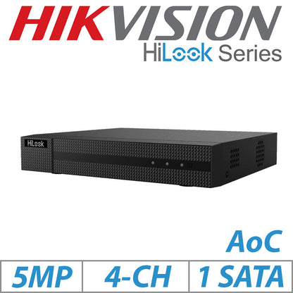Hikvision HiLook 4-Channel 5MP 5-in-1 DVR DVR-204Q-M1(E) with AOC – Compact and Versatile Surveillance Solution
