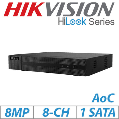 8MP 8CH Hikvision HiLook AOC 4-IN-1 1U H.265 Turbo AcuSense DVR-208U-M1(C)