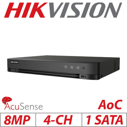 8mp 4ch Hikvision 1U H.265 Turbo Acusense AOC DVR IDS-7204HTHI-M1/S