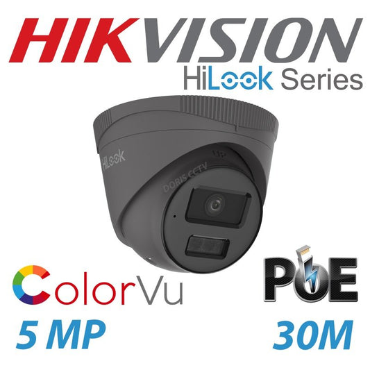 5mp Hikvision Hilook Colorvu IP Poe Turret Grey IPC-T259H 2.8mm