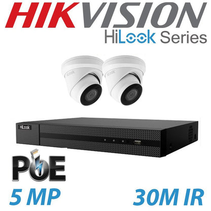 5mp 4ch Hikvision Hilook IP Poe CCTV System NVR 2x Camera Kit - Built in Audio