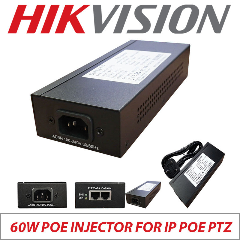 Hikvision 60W PoE Injector LAS60-57CN-RJ45 – BCE Direct CCTV & Networking