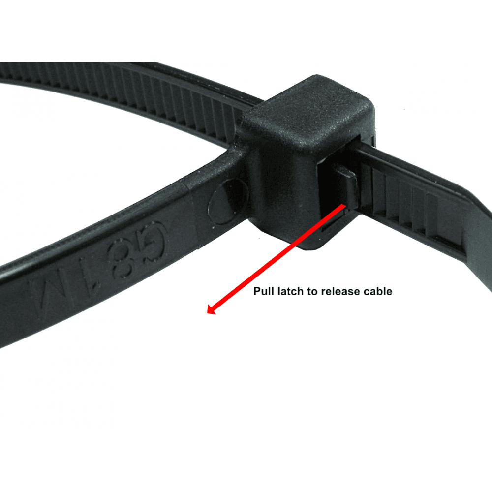 200mm x 4.8mm Black Reusable Cable Ties (Packs) Cables Direct