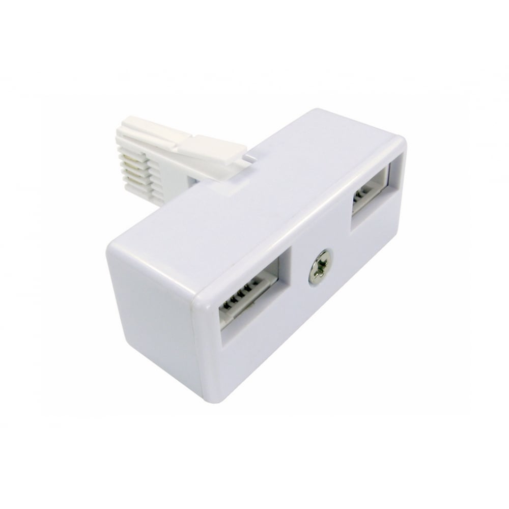 BT Telephone 2 Way Double Adaptor Splitter FAX / Modem - One BT (M) to Two BT (F) Adapter Cables Direct