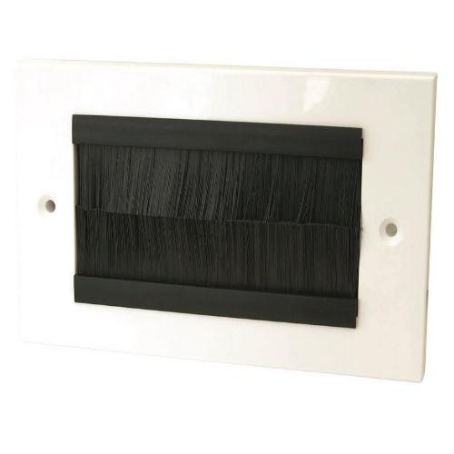 Brush Faceplate, Double Gang, White Faceplate Black Brushes, Wall Brush Entry Faceplate Cables Direct