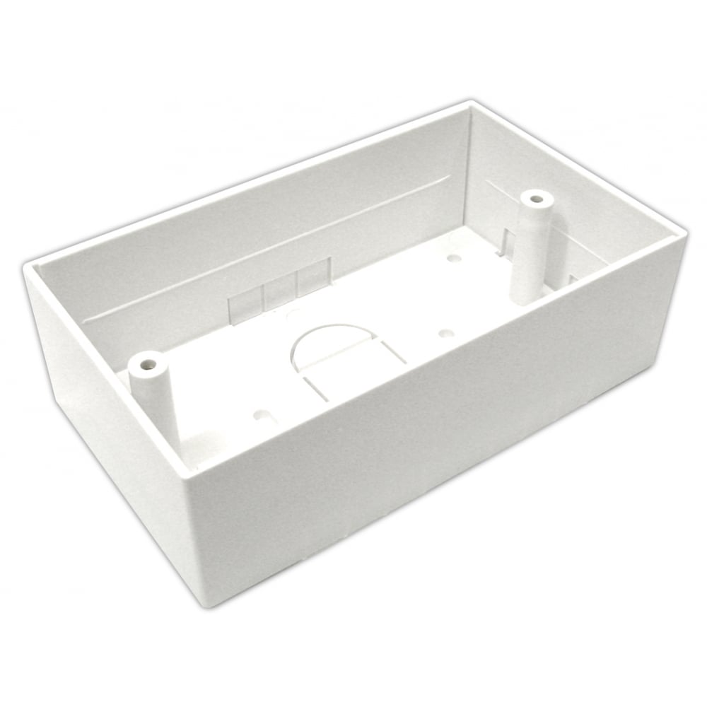 45mm Double Gang Surface Mount Back box - 45mm Deep Single Back Box - White Cables Direct