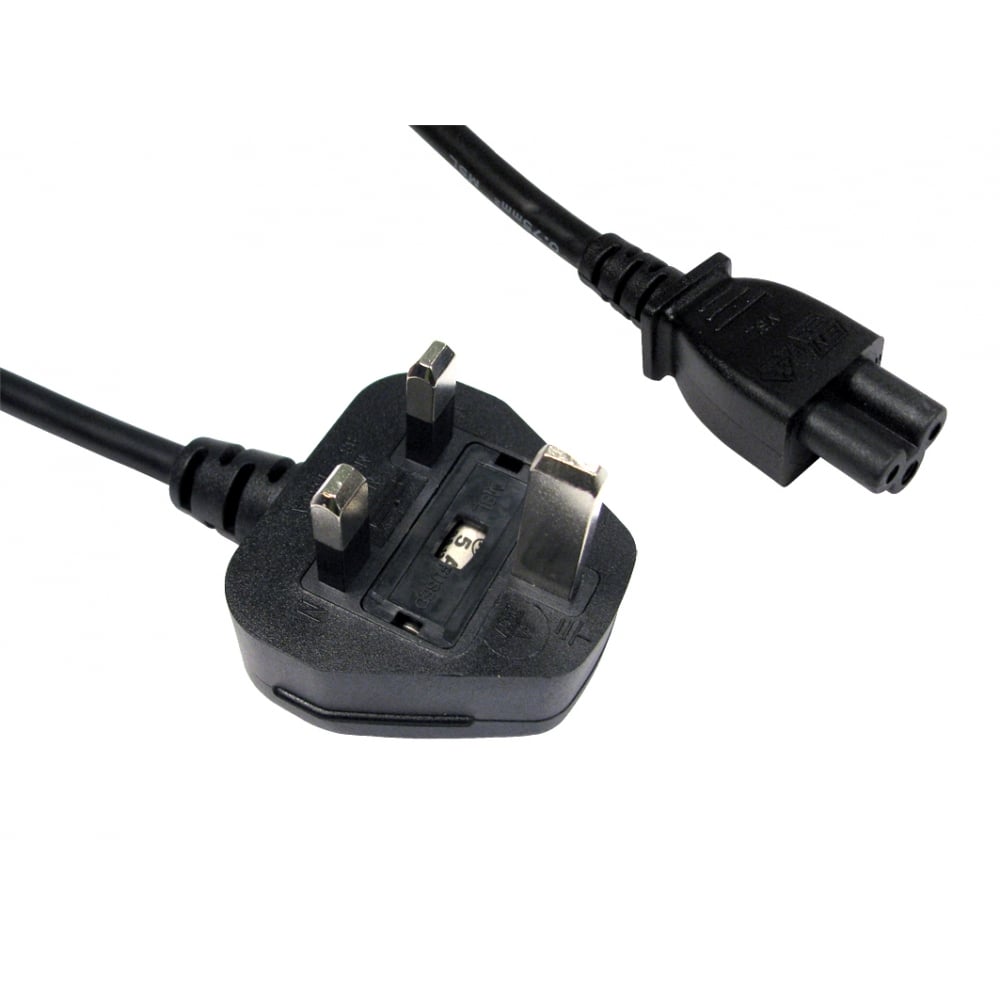 Clover Lead | Clover Power Cable | UK Plug to C5 Mains Cable | Laptop Power Cable | 1.8m to 10m Lengths Cables Direct